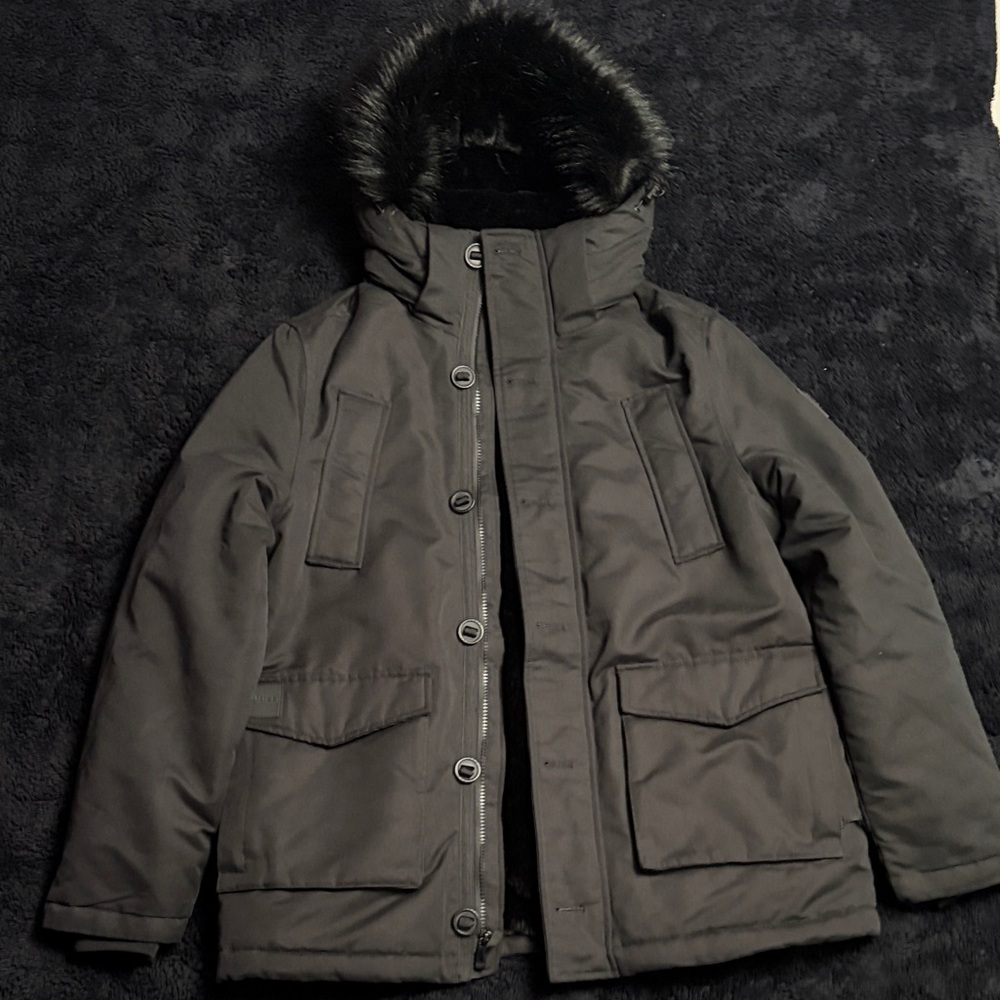 Guess Black Faux Fur Lined Coat